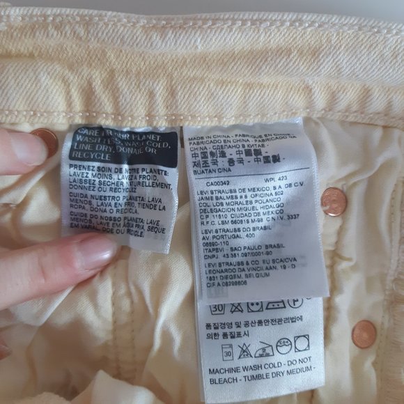 Levi's 501 | Stretch Skinny Women's Jeans | Yellow/Cream | Size W27 L30 - Picture 5 of 9